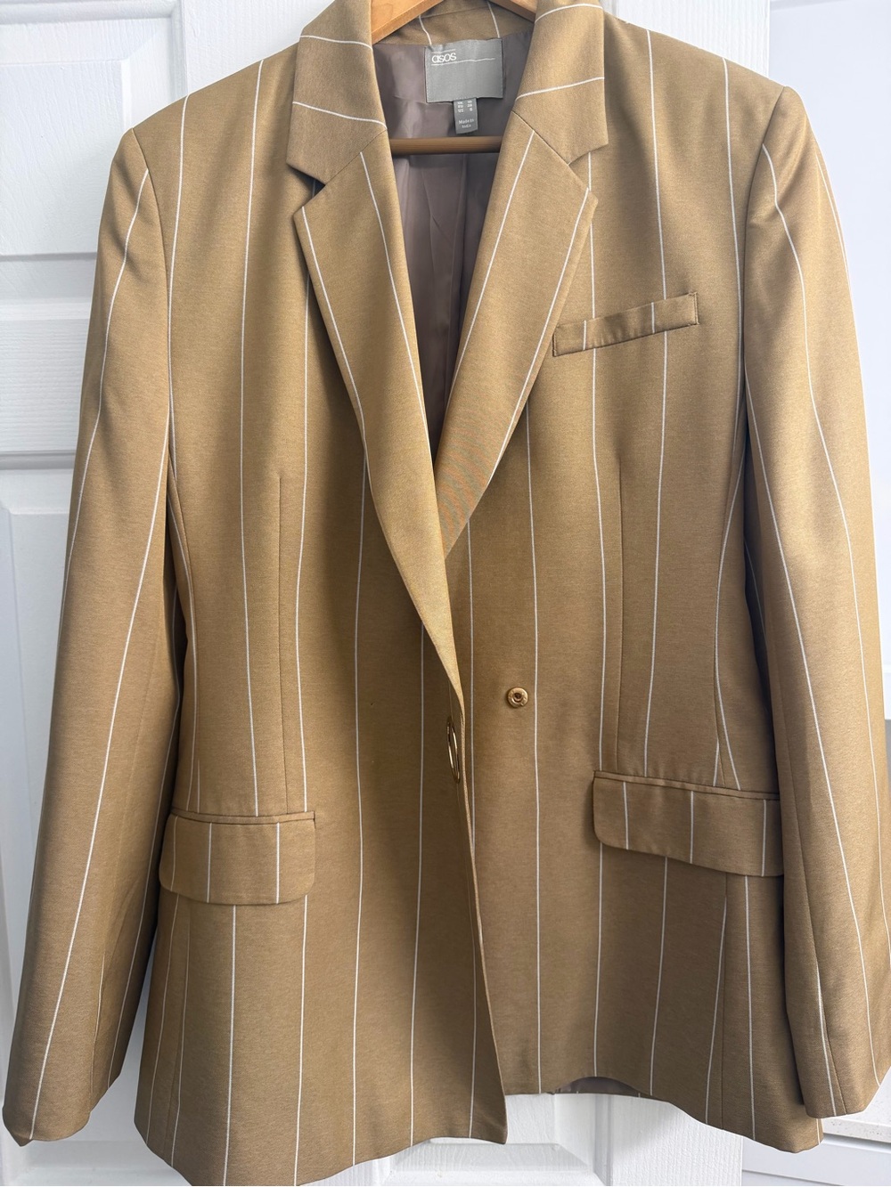 ASOS Brown Pinstripe Blazer Jacket - Picture 5 of 7